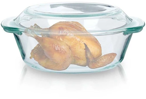 Karščiui atsparus stiklinis indas su dangteliu, 2 l+750 ml