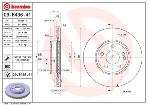 Stabdžių diskas BREMBO 09.B436.41