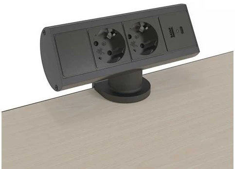 Kondator Smartline Desk Alu/Juodas 2 Power, 1 USB