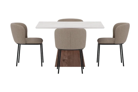 Cael Square Dining Table 120x120 Mocca/Stonelook + Edina Chair 2-pack Brown _4