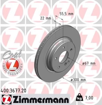 Stabdžių diskas ZIMMERMANN 400.3677.20