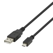 Kabelis DELTACO USB-303S-K, USB 2.0 Micro B, 2,4A, 3m juodas kaina