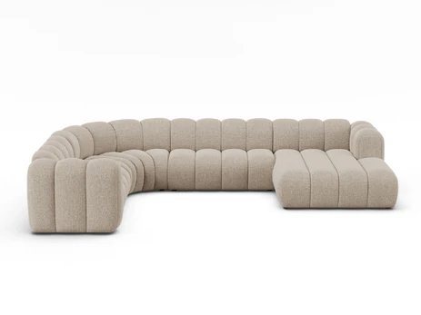 Modular Panoramic Left Corner Sofa, "Lupine", 6 Seats, 370x280x70, Dark Beige