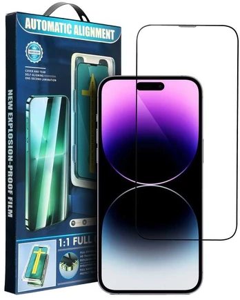 5D Full Glue Tempered Glass for iPhone 16 Pro Max juodas + applicator