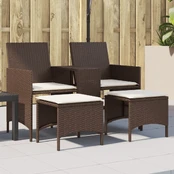 Dvivietė sodo sofa su staliuku/taburetėmis, ruda, poliratanas kaina