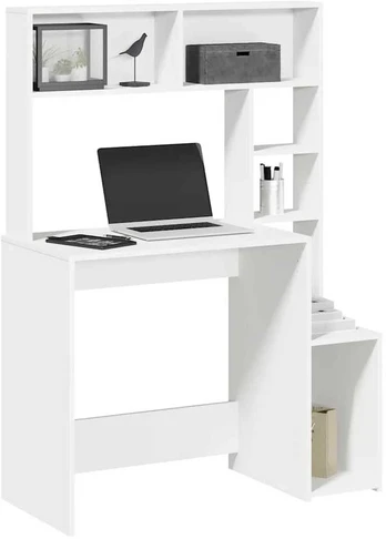 Rašomasis stalas su lentynomis, 100x45x140cm, mediena : Spalva - Balta