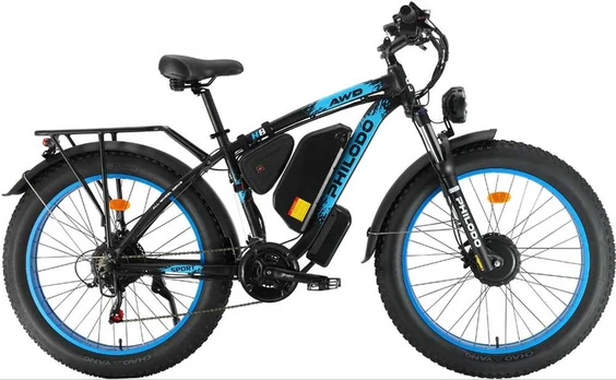 Elektrinis dviratis PHILODO H8 AWD, 26", 22Ah, mėlynas