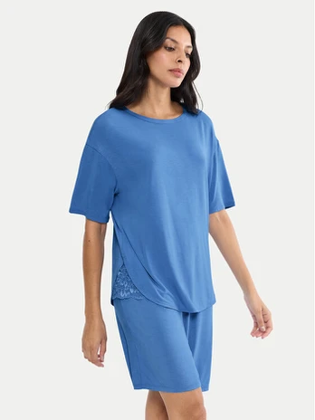 Triumph Pižama Timeless Sensuality 10222627 Mėlyna Relaxed Fit