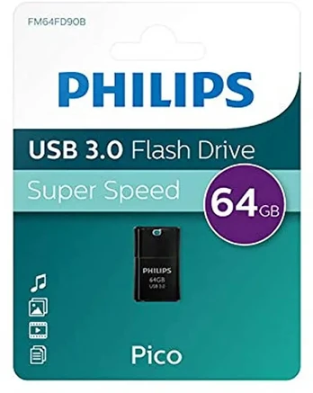 "Philips Pico Edition 3.0", 64 GB, USB Type-A, 3.0, dangtelis, 4 g, juoda