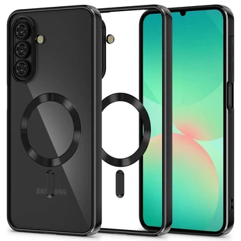 Juodas (Shiny) / skaidrus dėklas Samsung Galaxy A26 5G telefonui "Tech-Protect MagFlex Magsafe"