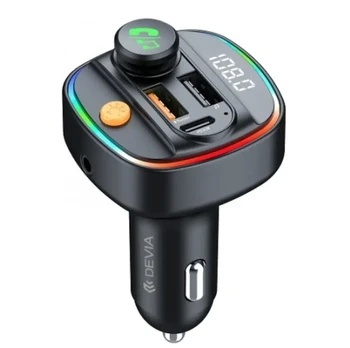 Devia transmitter FM Smart Bluetooth MP3 car charger PD 30W 1x USB-C 2x USB 3A juodas