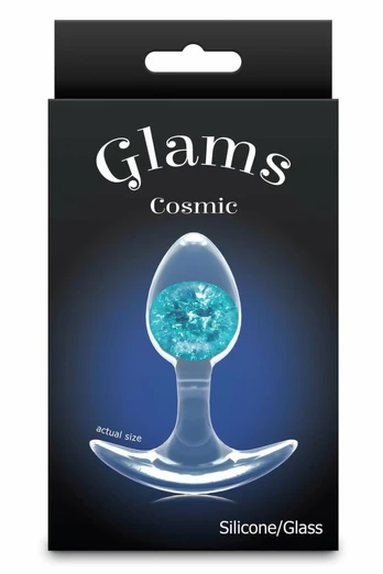 Cosmic Glams Small Blue - Liquid Silicone Plug with Glass Accent
