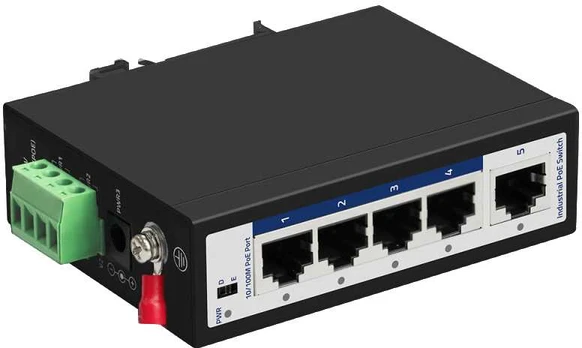 Spacetronik Przemysłowy Switch PoE 4x 10/100M + 1x RJ45 Uplink