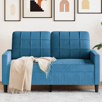 Dvivietė sofa, mėlynos spalvos, 120cm, aksomas