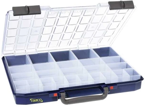 raaco CarryLite, Tool box, Polycarbonate (PC), Polypropylene, Mėlyna, Transparent, Hinge, 413 mm, 330 mm