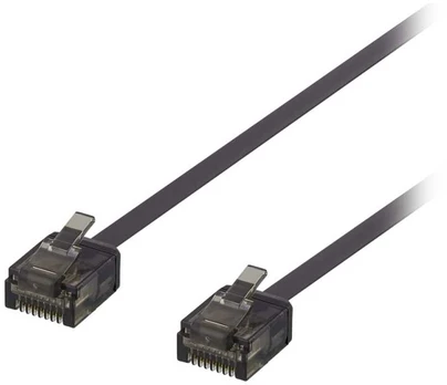 DELTACO U/UTP Cat6a patch cable, flat, 1,5m, 1mm thick, juodas