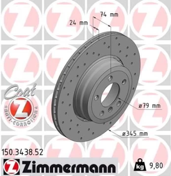 Stabdžių diskas ZIMMERMANN 150.3438.52