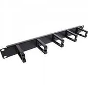 InLine® 19" Cable management panel, 5 small brackets, RAL9005, juodas