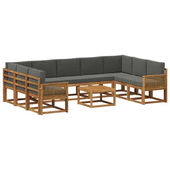 Lauko sofos komplektas 10 pcs Natūralus ir antracitas