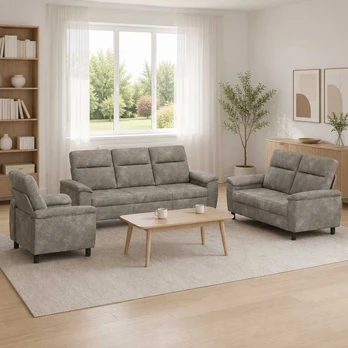 Sofa Sofos komplektas 3 vnt. Šviesiai pilka Dirbtinė suedė oda