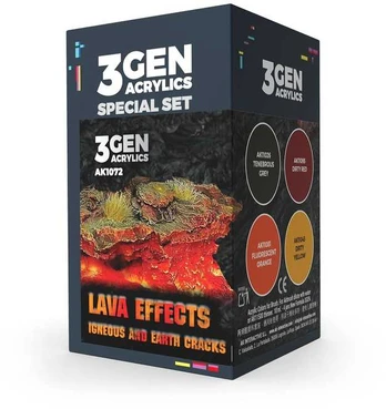 AK Interactive - Wargame Color set - Lava Effects - 3rd generation - Akrilinių dažų rinkinys, AK1072