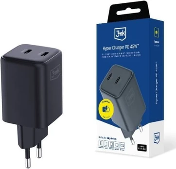 3mk síťová nabíječka - Hyper Charger PD 45W, juoda