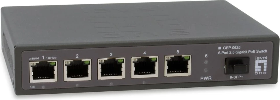Šakotuvas Level One Switch LevelOne Switch 6x GE GEP-0625 2.5GbE 57W 8xPoE+ sw