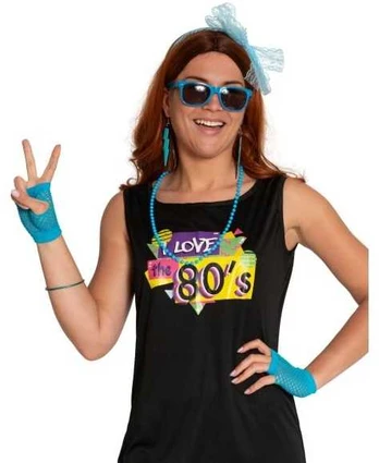 Partychimp Blåt 80er udklædningssæt