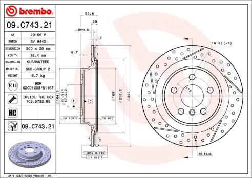 Stabdžių diskas BREMBO 09.C743.21