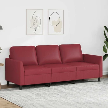 Trivietė sofa, raudonojo vyno spalvos, 180cm, dirbtinė oda