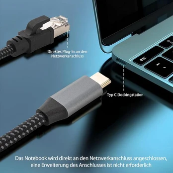 Usb-c į Rj45 tinklo prailginimo laidas, 3m, 1000 Mbps