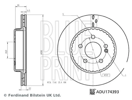 Stabdžių diskas BLUE PRINT ADU174393