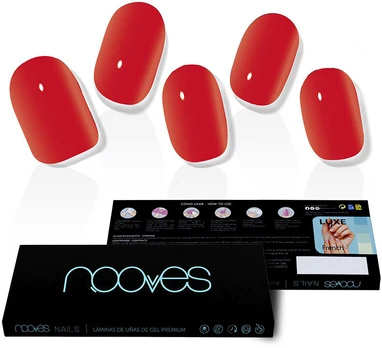 Nooves Láminas De Uñas De Gel Crimson Raudona Premium Luxe Solid Rojo 20 U