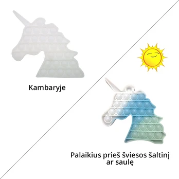 Antistresinis žaislas POP-IT vienaragis keičiantis spalvą