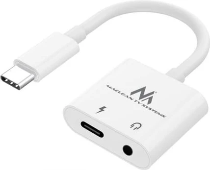 Maclean Cable Adapteris USB Type-C 3,5mm Mini Jack Audio Power Delivery PD 30W