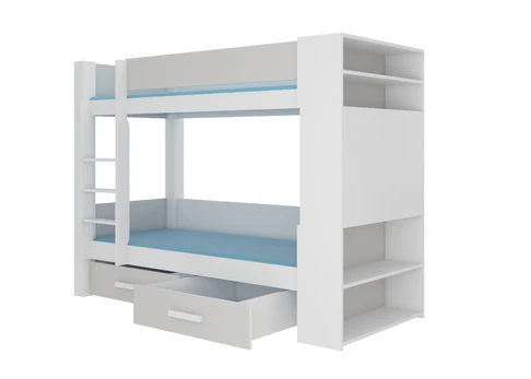 Dvivietė dviaukštė lova su čiužiniais GARET 180x80