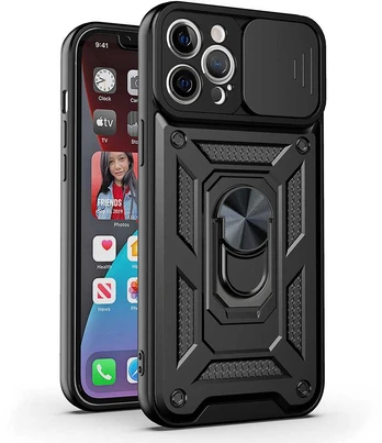 Slide Camera Armor dėklas skirtas Samsung Galaxy A57 5G juodos spalvos