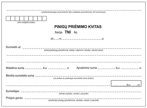 Pinigų priėmimo kvitai, A6x2x50, su Nr.