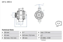 BOSCH 0 986 048 350 Kintamosios srovės generatorius