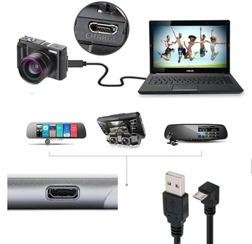 Usb į Micro Usb Kampinis Kabelis, 0.1m