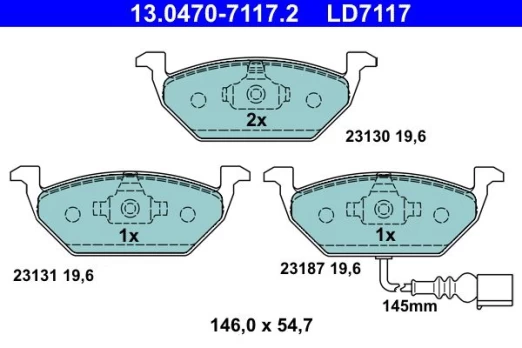 ATE 13.0470-7117.2 Brake pad set