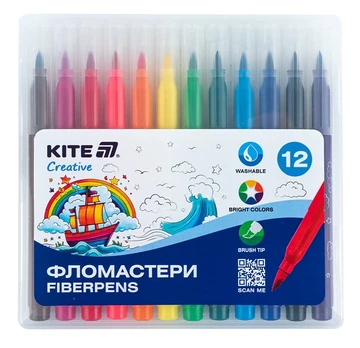 Teptukiniai flomasteriai CREATIVE, Kite, 12 sp.