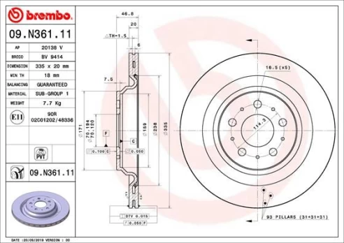 Stabdžių diskas BREMBO 09.N361.11