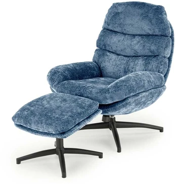 Fotelis Blue DARIO leisure chair, with stool, mėlynas
