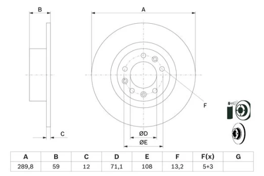 BOSCH 0 986 479 F08 Brake Disc
