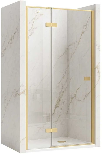 Dušo durys Rea Atlas 90, Brushed Gold, kairė