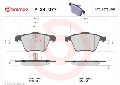Brake pads - tuning Xtra P 24 077X front