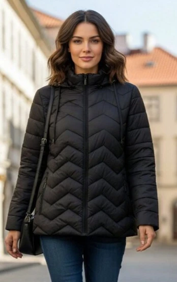 Juoda dygsniuota striukė Amel