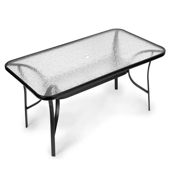 Stiklinis sodo stalas Wave 140x80cm terasinis balkono stalas MultiGarden
