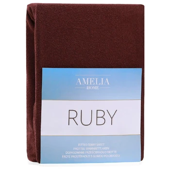 Frotinė paklodė su guma Ameliahome RUBY Brown, 220x240 cm